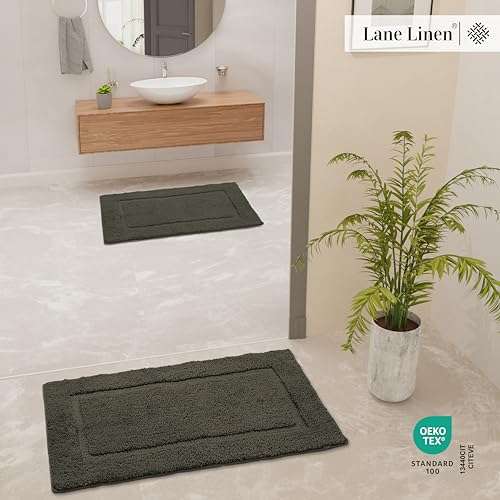 LANE LINEN Bathroom Rugs Set, 2 Piece, Extra Soft Absorbent Premium Bath Mats, Non Slip Shower Mats, 24" x 36"/17" x 24", Beige 3