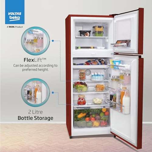 Voltas Beko ‘A TATA Product’ 248 L 2 star Frost free Refrigerator with two separate cooling system (RFF285D/W0CWR0I0000GO, Celin Wine) 2