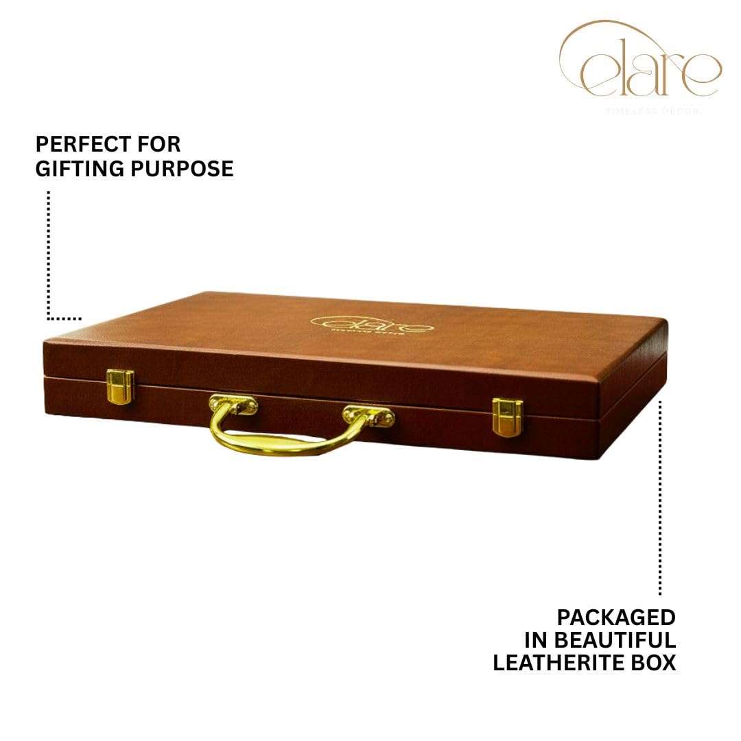 ELARE Silver Plated Stainless Steel Cutlery Set of 24 Pieces with Leatherette Box | Premium Silver Finish Spoon Fork Set for Dining Table | Luxury Festival Gifting Cutlery Set | Home & kitchen dining. 6