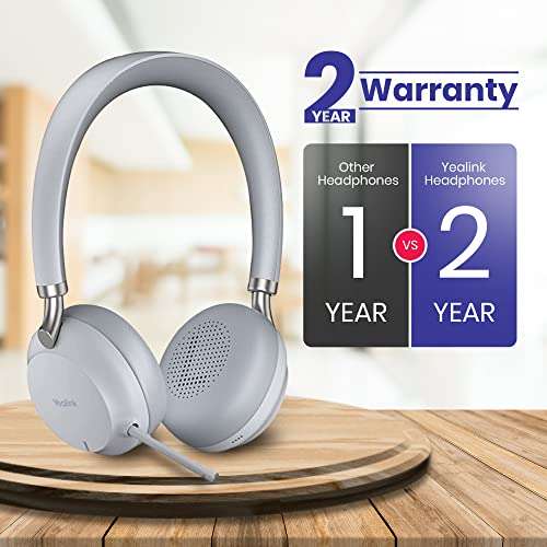 Yealink BH72 Bluetooth Headset UC with Charging Stand, USB-A (Grey) - GTW Bundle Yealink Wireless Headset with Global Teck Microfiber Cloth - Compatible for Office and Home Use 6