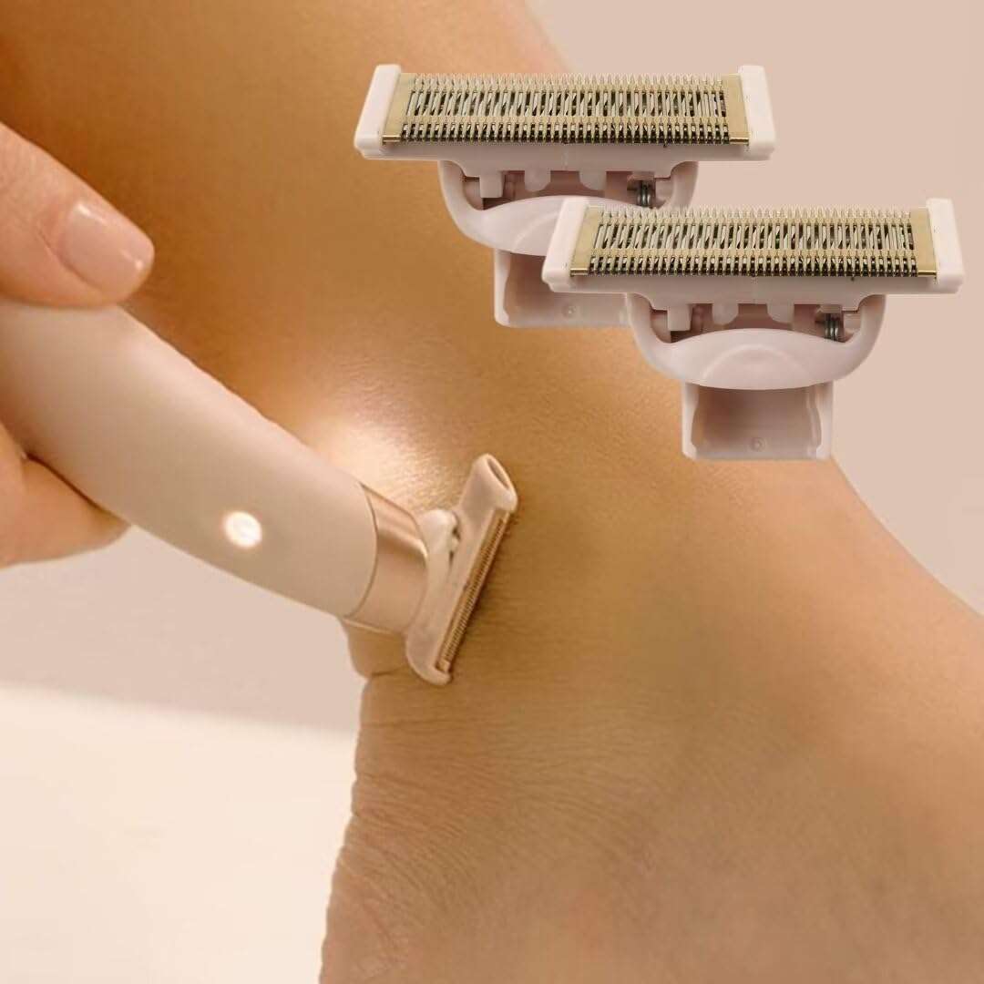 2Pack Razor Replacement Heads for Flawless Nu Razor, Rose Gold Plated Body Replacement Head with Covers, Hair remover Replacement Head for Finishing Touch Razor for Women by BLUE ELF 4