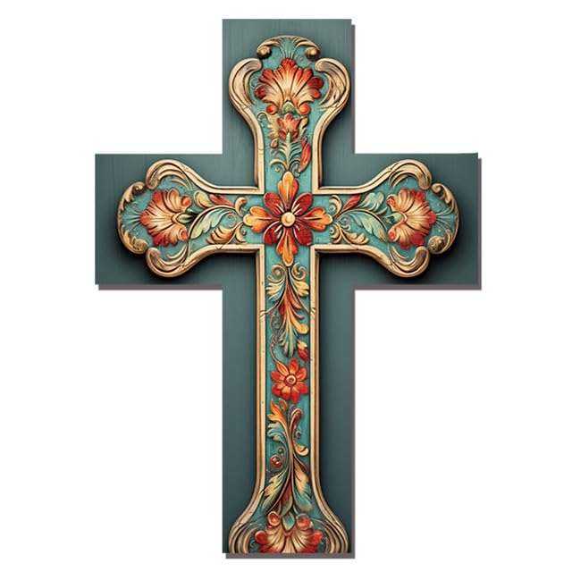Wooden Vintage Cross for Wall Wood Plaque Wall Hanging Sign Rustic Cross Home Bar Cafe Kitchen Bathroom Living Room Decor 7x5in 1