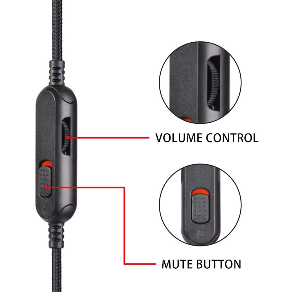 CLANMOU Replacement Cable for Logitech G Pro/G Pro X/G433/G233 Gaming Headset – 3.5mm Detachable Nylon-Braided Cord with Inline Volume Control & Mute Switch, 6ft (1.8m) Long 6