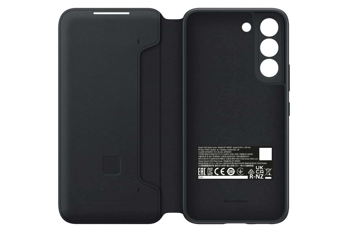 SAMSUNG Galaxy S22 LED View Cover, Protective Phone Case, Tap Control, Card Pocket, Customizable, Shockproof, US Version, Black,EF-NS901PBEGUS 3
