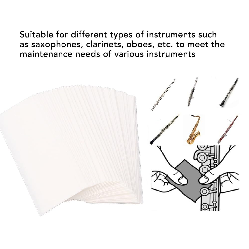 Pcs Neutral Cotton Saxophone Cleaning Paper - Woodwinds Pad Button Drying Absorbent Cleaner Papers for Sax Flute Clarinet Oboe Bassoon Maintenance 6
