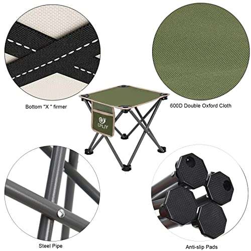 Opliy Camping Stool, Folding Samll Chair Portable Camp Stool for Camping Fishing Hiking Gardening and Beach, Camping Seat with Carry Bag (Green, L 13.5") 4