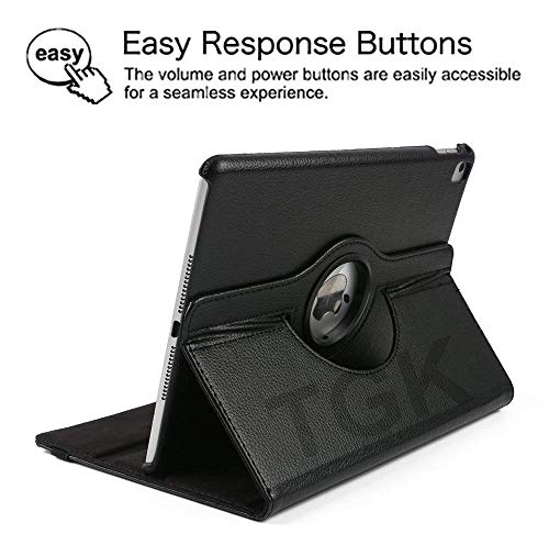 TGK Rotating Cover for iPad Pro 12.9 Inch 2017/2015 Release [1st & 2nd Gen] Model : A1670/A1671/A1584/A1652 - Black 360 Degree Auto Sleep/Wake Leather Smart Case 3