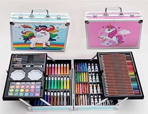 Salepushh Professional Art Set Drawing Painting Sketching Colouring Kids Set All in 1 Art Case Perfect for Kids with Pink Unicorn Rainbow Design Aluminium Case 6
