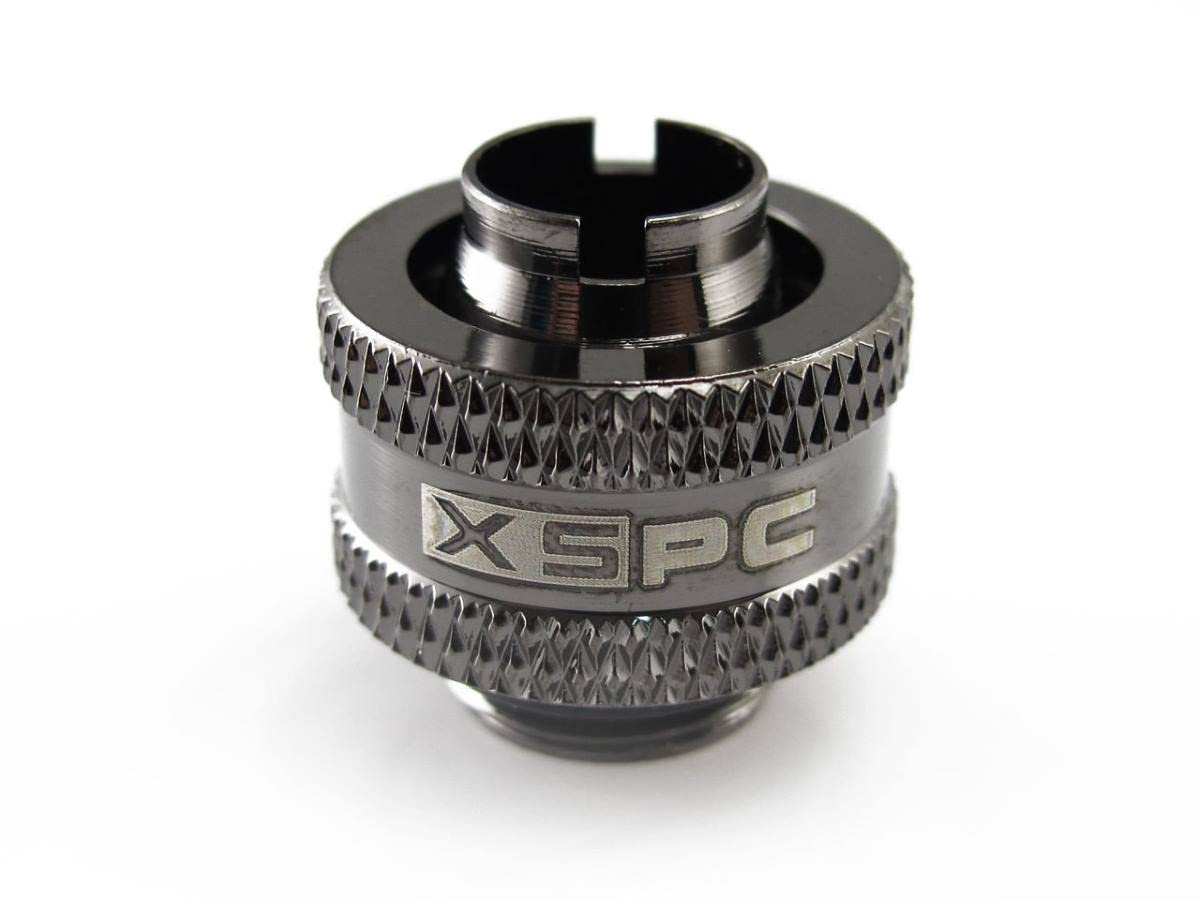 XSPC Matte Black EPDM Tubing (2 Meters) and G1/4" 3/8" ID, 1/2" OD Compression Fitting V2 Bundle, Black Chrome, 8-Pack 5