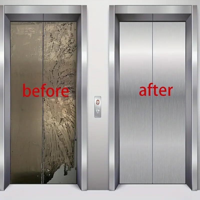 SIA VENDORS Self-Adhesive Stainless Steel Brushed Wall Sticker, Silver Metal Wallpaper Waterproof and Moisture Resistant for Refrigerator, Elevator Doors, Kitchen Cabinets Renovation,2 ft x 6 ft 5