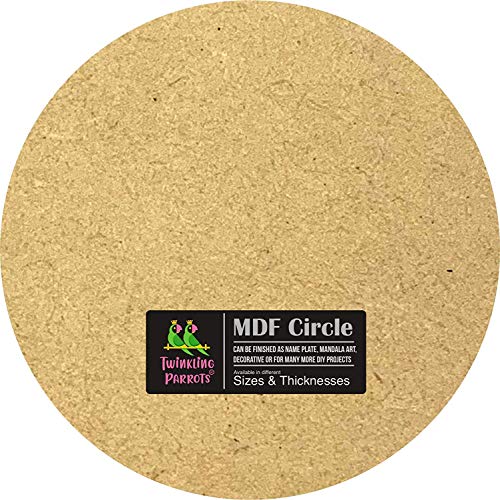 Twinkling Parrots DIY4U Round Circle Strong Blank 2mm Thick MDF Board Sheet 6 Inch Diameter for Art and Craft Project | Unfinished Pine Wood Slices for Resin & Fluid Art | Pyrography | Pack of 6 1