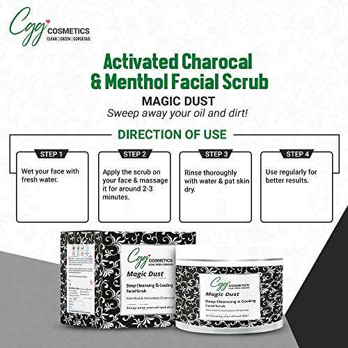 CGG Cosmetics Activated Charcoal and Menthol Facial Scrub - Deep Cleansing and Cooling - 100gm 4