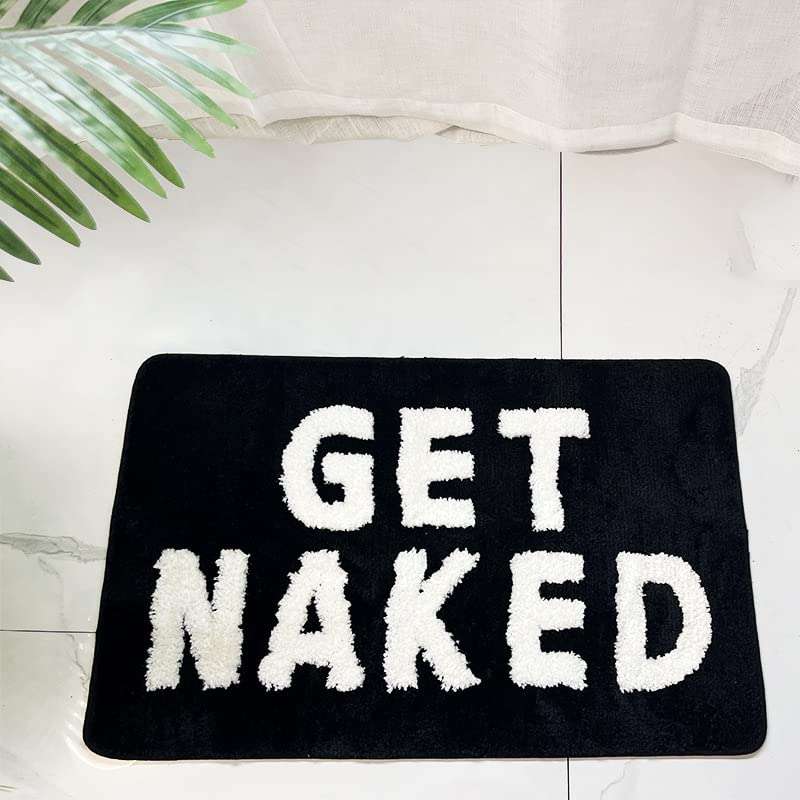 Voanyinin Get Naked Bath Mat Cute Black and White Bathroom Rugs (20x32 inch) 4