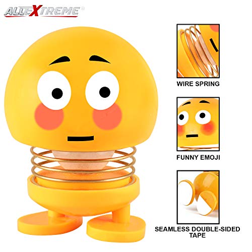 Allextreme EML005 Shaking Head Dance Toys Cute Emoji Springs Head Dolls, Funny Smiley Face with Colorful LED Light for Car, Decoration,Party (Random Expressions,5 Pcs) 3