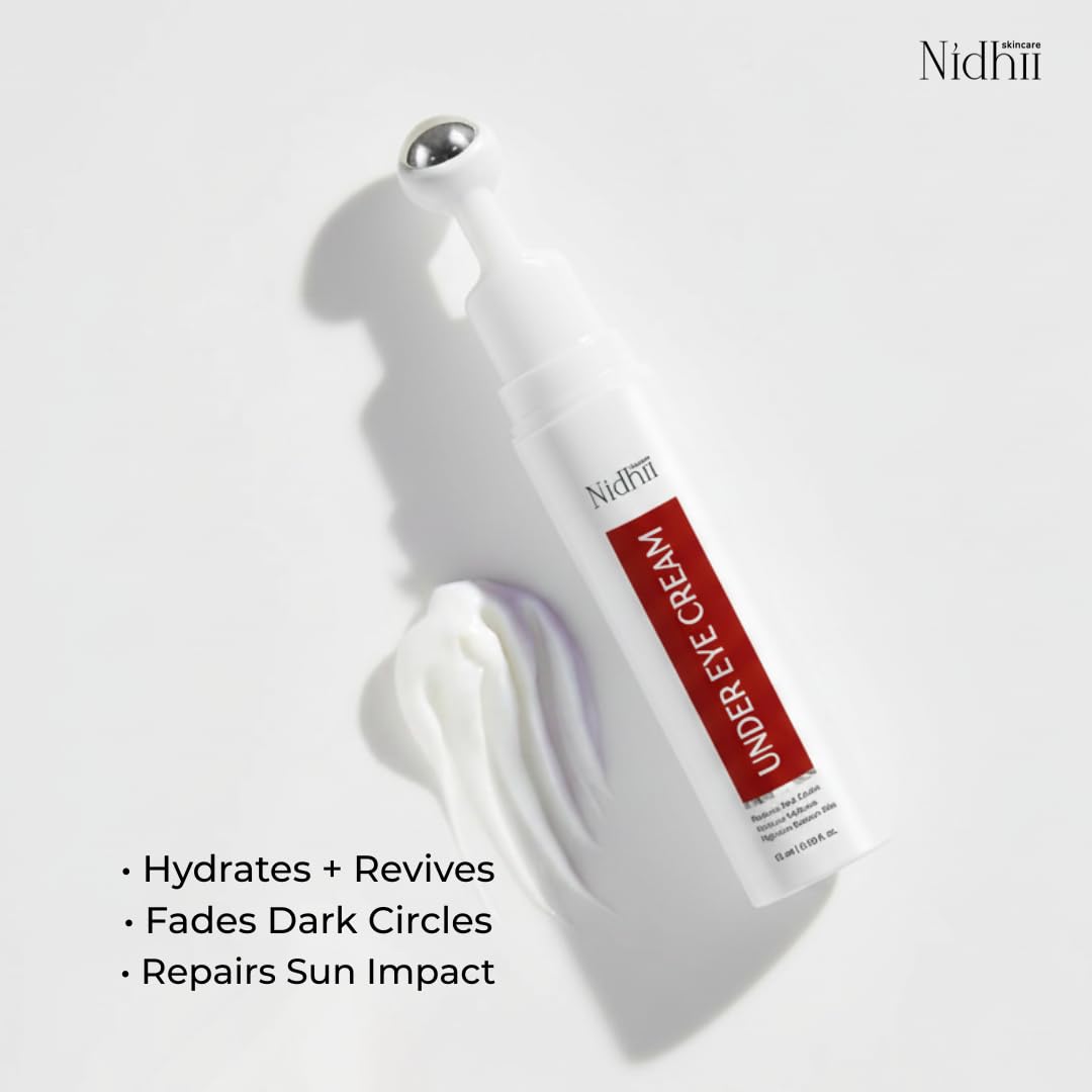 Nidhii Skincare Under Eye Cream for Dark Circles, Puffiness & Fine Lines | With Caffeine, Alpha Arbutin & Ceramides | Hydrating Eye Gel for Women & Men | 15gm 6