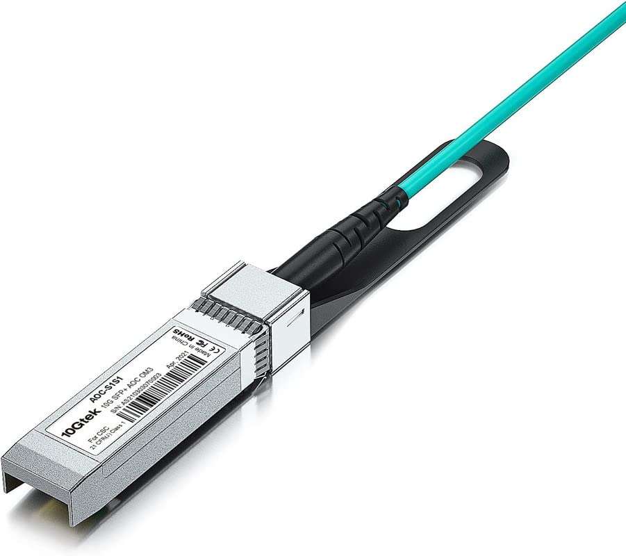 10Gtek 10G SFP+ AOC Cable - 10GbE SFP+ to SFP+ Active Optical Fiber Cable, OM3 MMF Direct-Attach Fiber Assemblies with SFP+ connectors for Cisco SFP-10G-AOC15M, Ubiquiti UniFi, Mikrotik, 15-Meter 5