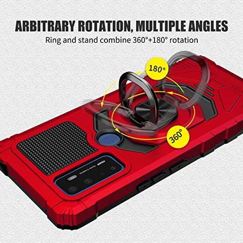 Ailiber for AT&T Radiant Max 5G 6.8"/Cricket Dream 5G /AT&T Fusion 5G/Cricket Innovate 5G Phone Case with Screen Protector, Ring Magnetic Car Mount Kickstand, Heavy Duty Protective Cover for Dream-Red 5