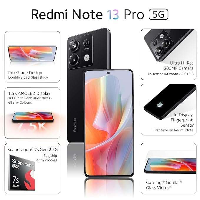 Redmi Note 13 Pro (Midnight Black, 8GB RAM, 256GB Storage) Without Offer 2