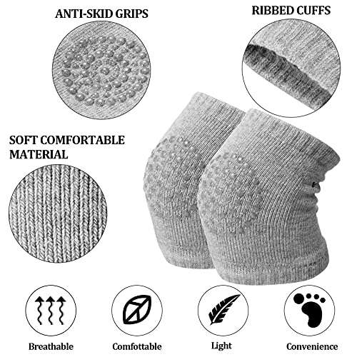 10 Pairs Baby Crawling Anti-Slip Knee Pads and Anti-Slip Baby Socks Set Unisex Toddler Knee Protectors Non Slip Ankle Socks (Chic Colors) 3