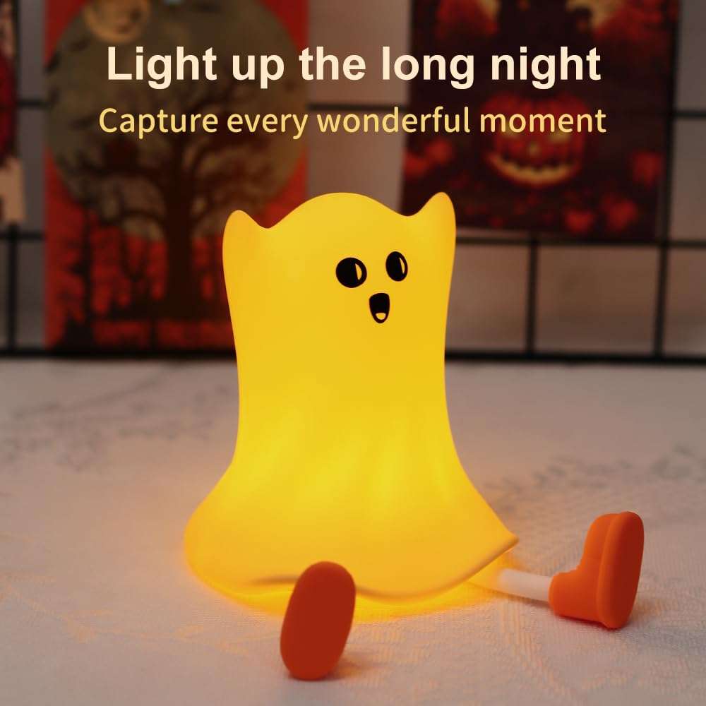 Halloween Ghost Night Light,Halloween Ghost LED Light for Woman and Kids,3 Level Dimmable Nursery Night Light,Rechargeable Baby Night Light Toddler Night Light for Bedroom,Funny Halloween Decorations 6