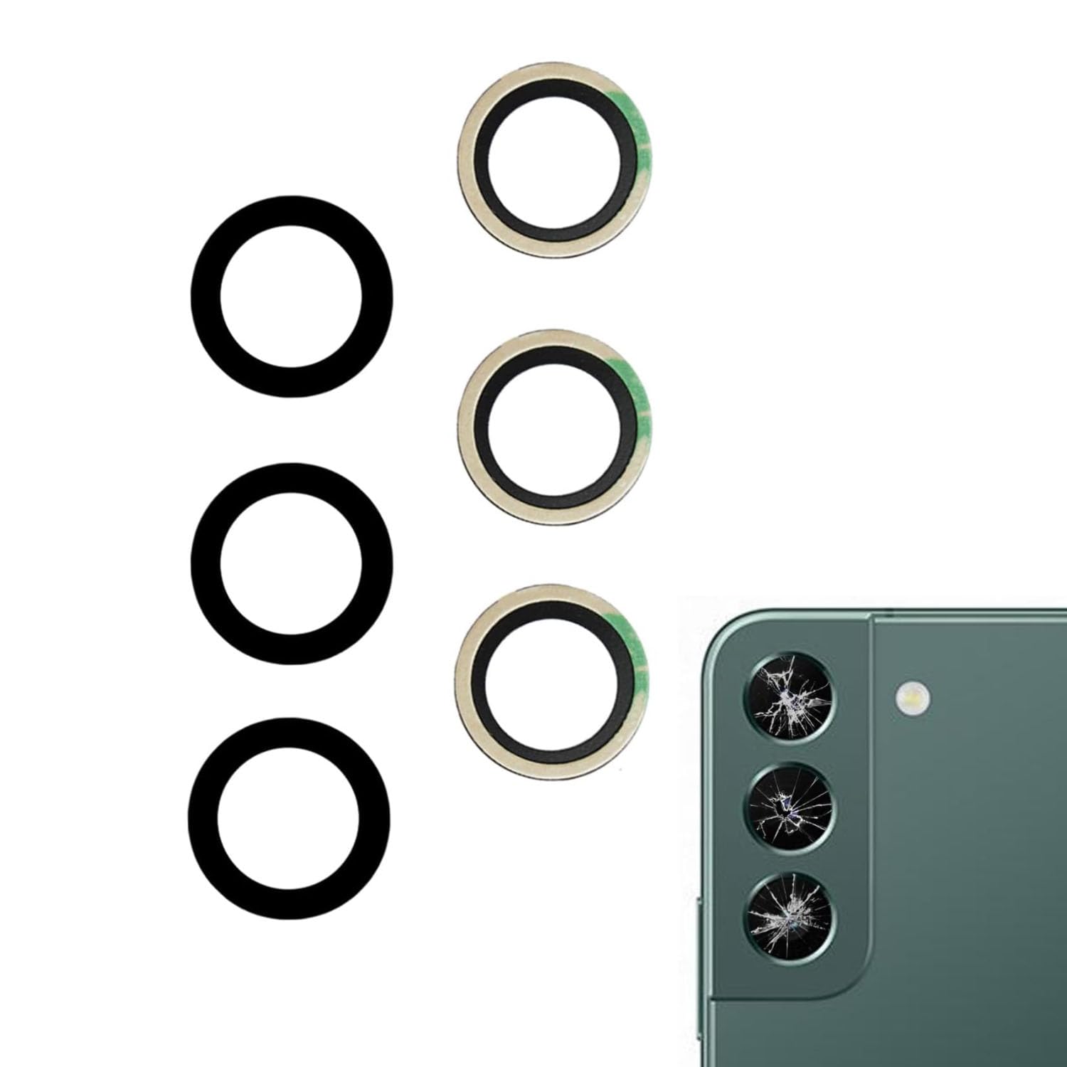 2 Sets Camera Lens Glass Replacement for Samsung Galaxy S22/S22+ Plus - Pre-Installed Adhesive