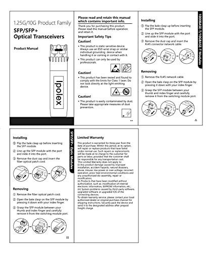 1 Pack 10GBase-SR SFP+ Transceiver and 1 Pack OM3 LC to LC Fiber Patch Cable - LSZH 5 Meter(16ft) 6