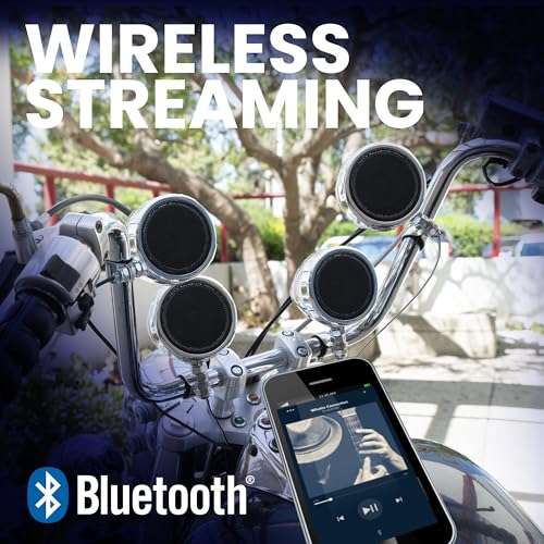 BOSS Audio Systems MC470B 3 Inch Motorcycle Full Range Speakers and Amplifier Sound System - Bluetooth 2 Channel Amplifier, Weatherproof, Volume Control, ATV UTV Compatible 4