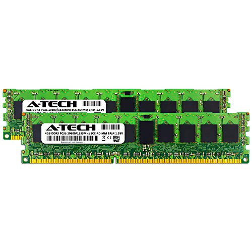 A-Tech 8GB (2x4GB) RAM for Dell PowerEdge M610, M710, M710HD, M915 Servers | DDR3 1333MHz ECC-RDIMM PC3L-10600 1Rx4 1.35V 240-Pin ECC Registered DIMM Server Memory Upgrade Kit 2
