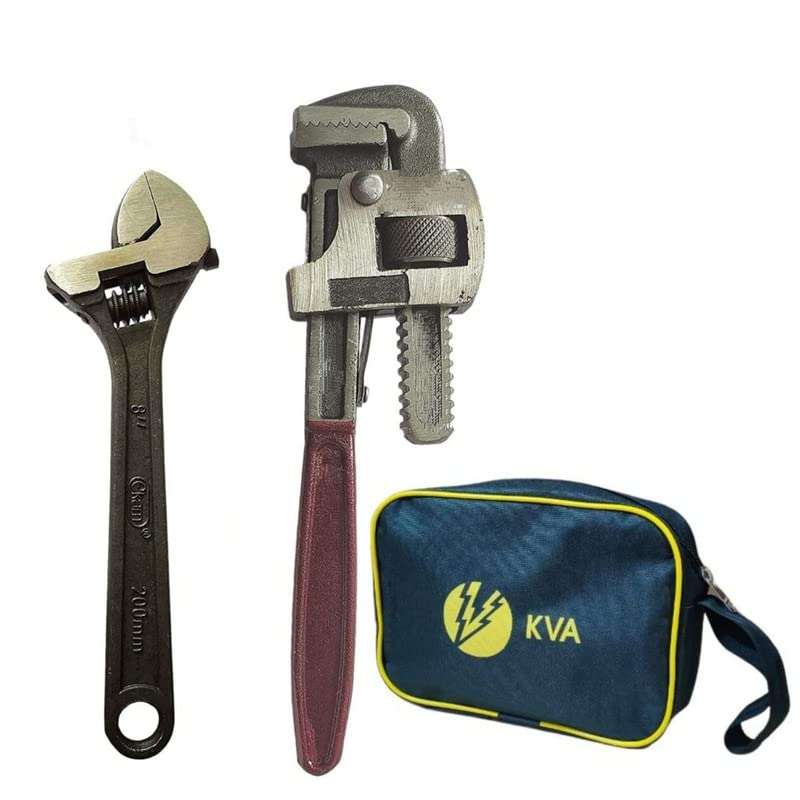KVA- tools hardware Premium 10 Inch Pipe Wrench/Socket Wrench & 8 Inch Adjustable Wrench 1