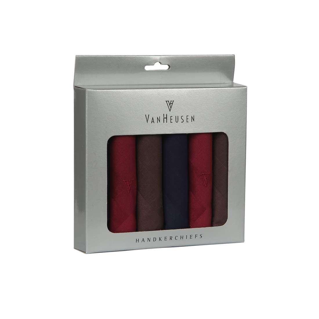 Van Heusen Men's Cotton Dark Handkerchief with Brand Logo (Pack of 6) 2