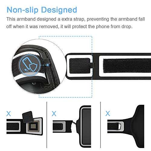 JEMACHE Phone Armband for iPhone 6/6S/8/7 Plus, Gym Running Workout Exercise Holder Arm Band Support Touch ID Access (Black) 4
