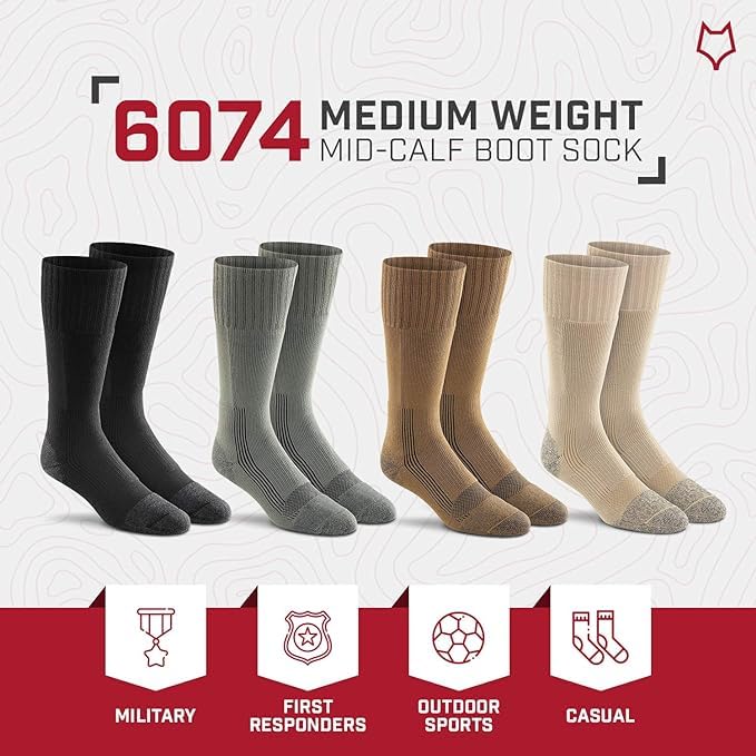 FoxRiver Mens Wick Dry Maximum Medium-weight Military Mid-calf Hiking-socks, Black, X-Large US 5