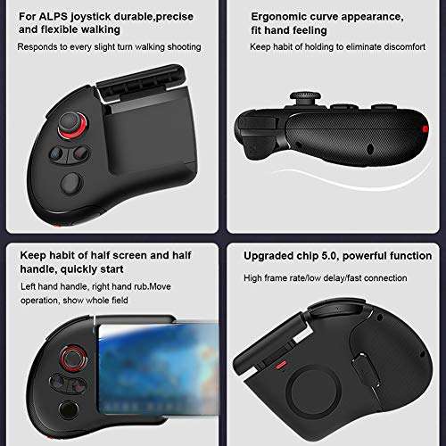 Bluetooth 5.0 Smart Gamepad, Ergonomic Intelligent Game Handle, Wireless Mini Mobile Game Controller Half Screen Half Handle Low Delay One Key Combo Joystick Fit for Android System 6