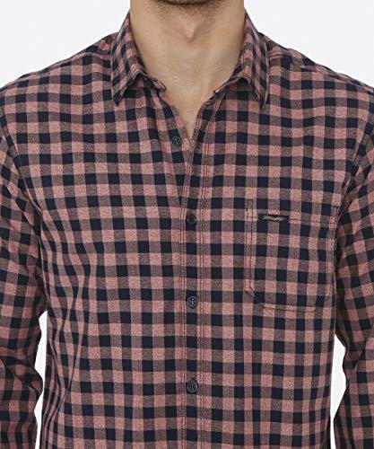 Mufti Men's Checkered Slim Fit Casual Shirt (FLS-0012_Navy_XXL) 5