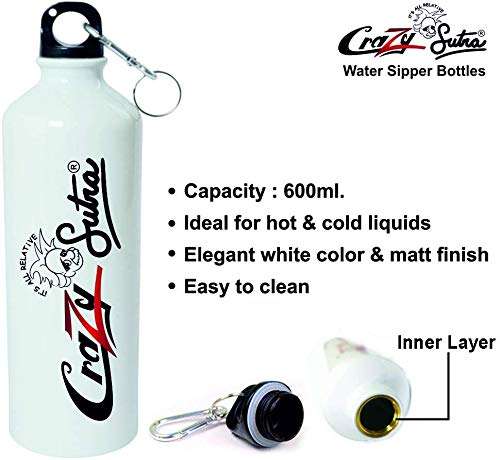 Crazy Sutra Classic Printed Quote Water Bottle/Sipper - 600Ml (Eyes_Sh) 3