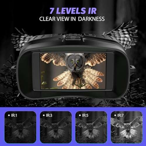 Night Vision Goggles - 4K Night Vision Binoculars with 5000mAh Rechargeable Battery, 32GB TF Card can Save Photo and Video, 3'' HD Screen for Camping & Security, Black 5