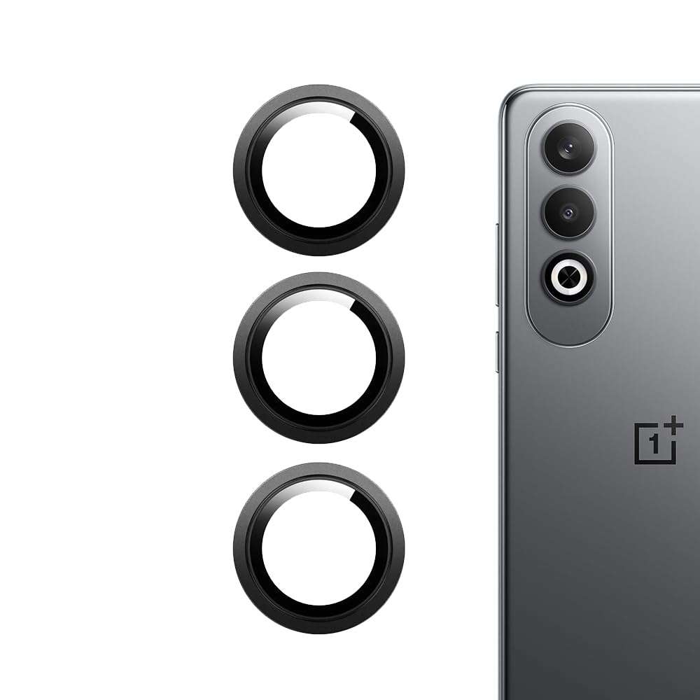 Amazon Brand - Solimo Camera Glass Lens Protector Ring for OnePlus Nord CE 4 Back Case Friendly with Edge to Edge Coverage and Easy Installation (Black) 2