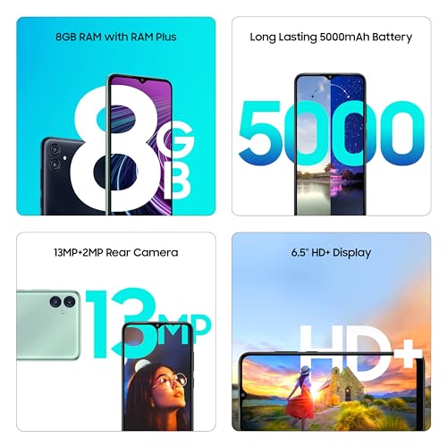Samsung Galaxy M04 Dark Blue, 4GB RAM, 128GB Storage | Upto 8GB RAM with RAM Plus | MediaTek Helio P35 Octa-core Processor | 5000 mAh battery | 13MP Dual Camera 3