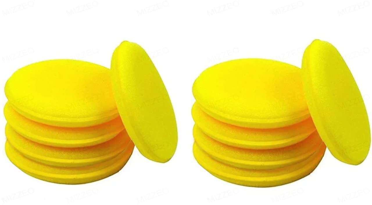 CARIZO Foam Car Wax Applicator Pad Foam Applicator Pads Detailing Round 4-inch Polishing Sponges for Car Wax Applicator Pad 10 Pack-Yellow 1