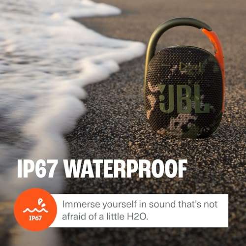 JBL Clip 4 - Portable Mini Bluetooth Speaker, big audio and punchy bass, integrated carabiner, IP67 waterproof and dustproof, 10 hours of playtime, speaker for home, outdoor and travel (Squad) 6