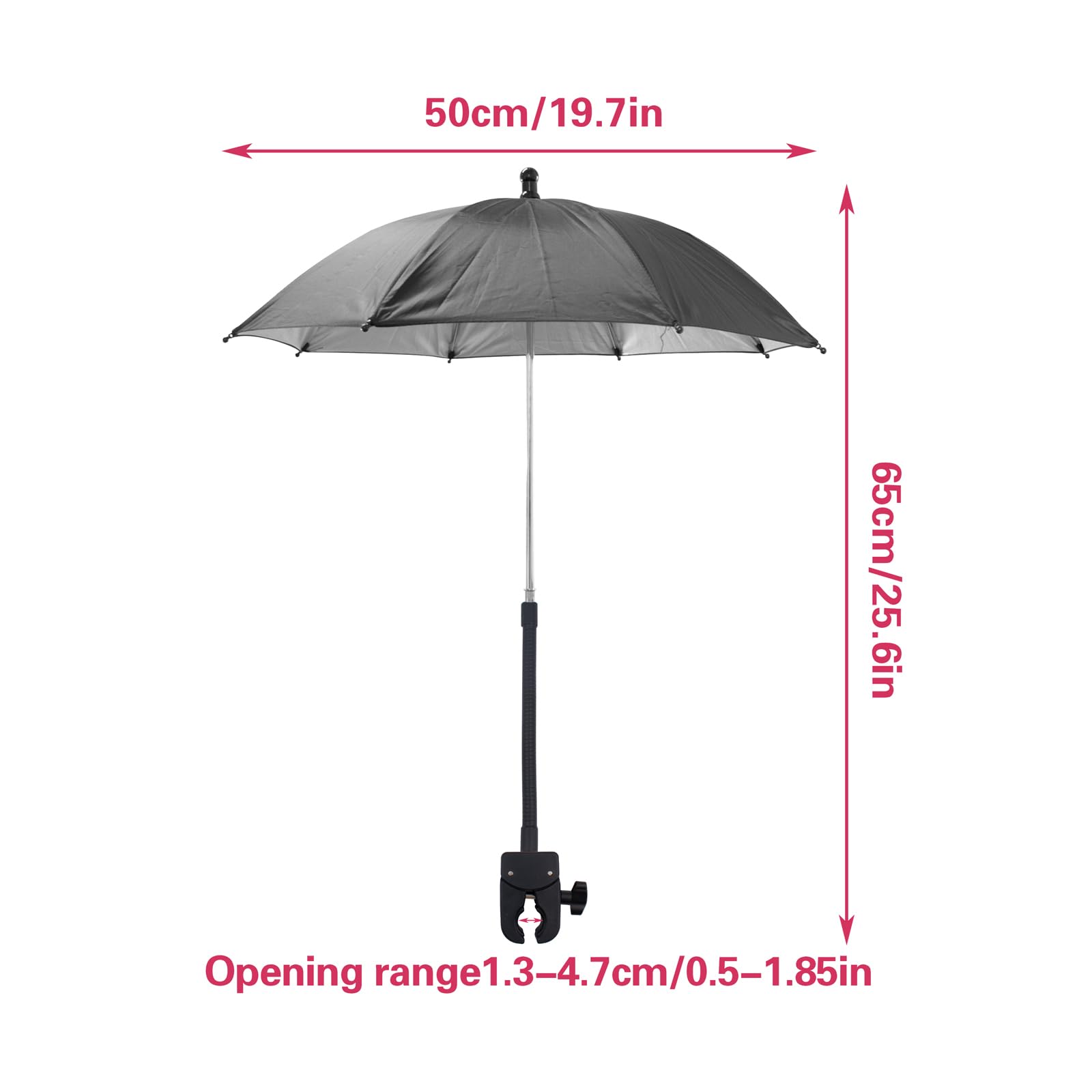 SnowTing Umbrella Chair Clamp for Cameras, Flexible Adjustable Gooseneck Camera Rain Cover, Tripod Sun Shade Umbrella for Outdoor Photographing, Filming, Live Streaming, 20 Inch Diameter, Black 3