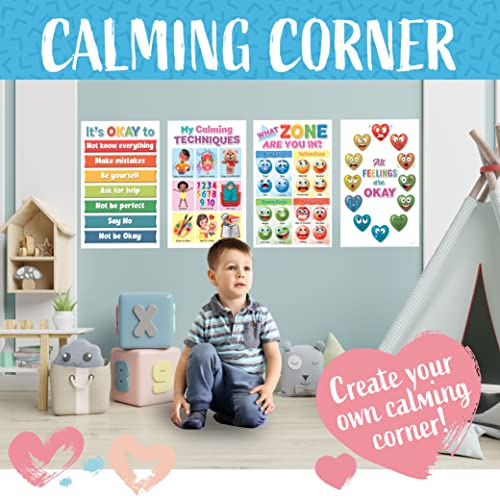 DeeDee's Workshop 4 Feelings Chart For Kids, Zones of Regulation Poster, Emotions Poster, Emotion Chart for Kids, Emotional Regulation, Set of 4 (11 x 17 inches) 5