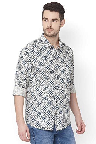 Mufti Men's Printed Slim fit Casual Shirt (MFS-11275-K-24-OFF Off White 3XL) 3