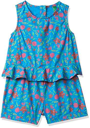 United Colors of Benetton Baby Girl's Regular fit Dungaree (18P4DUNG1287I_901_Blue Curacao_1Y 9-12 Months) 1
