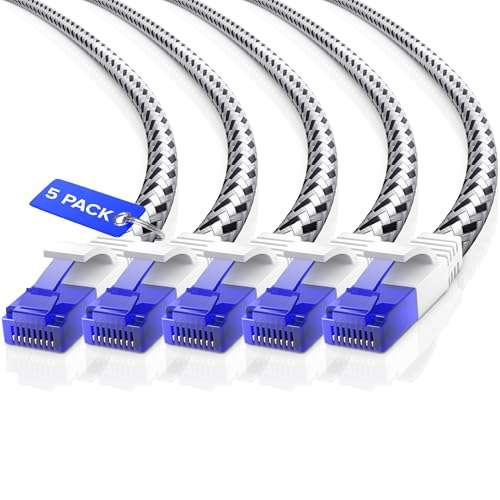 Maximm Cat 6 Ethernet Cable 8 ft, Braided Network Cable Cat6 with RJ45 connectors, Gigabit LAN Cable 1000 Mbps High-Speed Internet, Black (2 Packs) 1