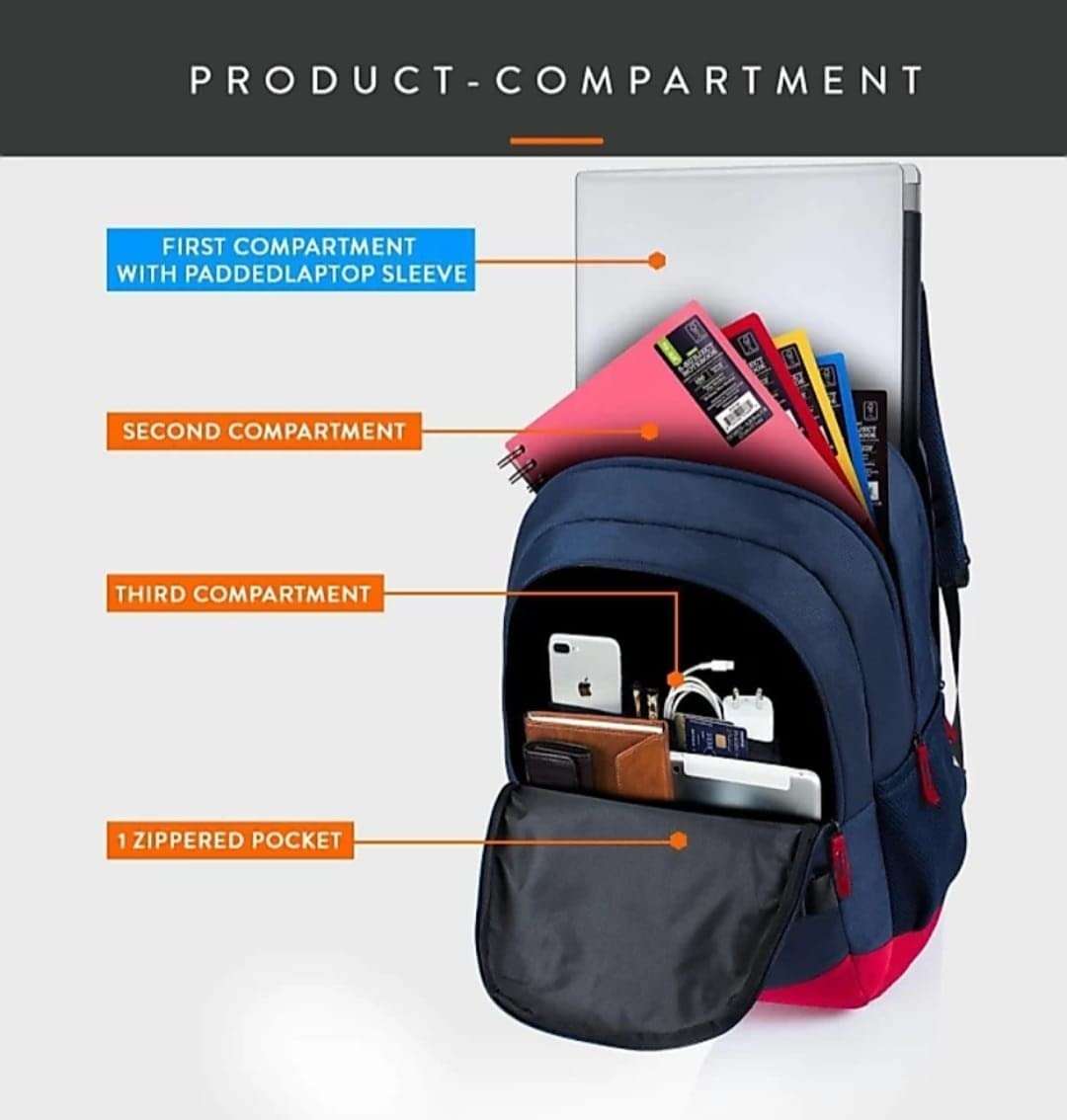 Bag,Backpack,48L,Provogue,Water Resistant,Blue and Red mix 5