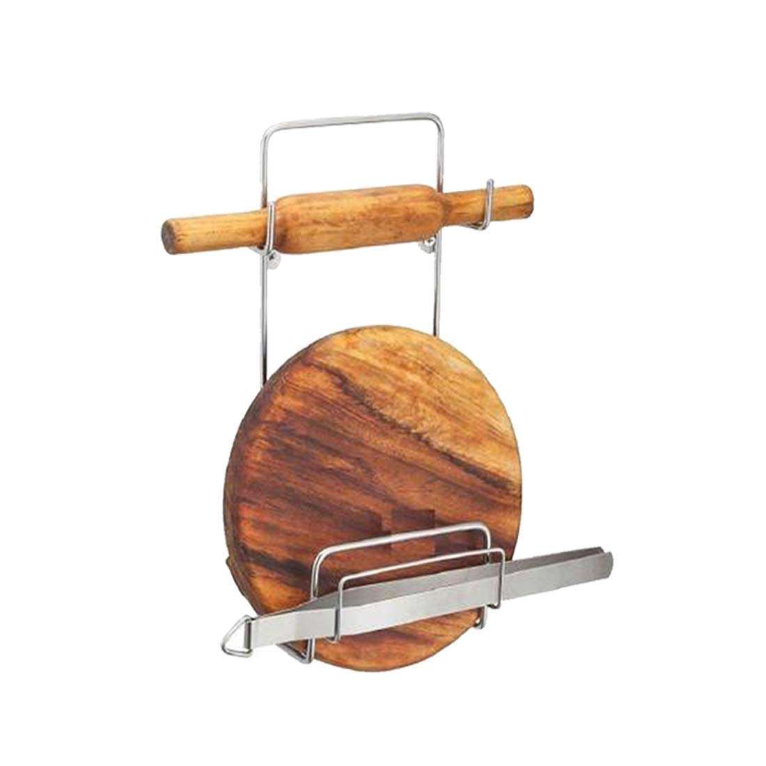 AARBOX Stainless Steel Chakla Belan Stand for Kitchen - 100% Rust-Free Steel Rolling Pin Board Holder Wall Mount (Only Stand Included) 5