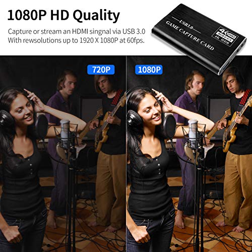 SUNKONG Audio Video Capture Card, HDMI USB 3.0 4K 1080P 60fps Reliable Portable Video Converter for Gameing/Streaming/Live Broadcasts/Video Conference/Video Recording 6
