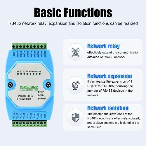 Vikye Industrial RS485 Hub 8 Ports for Self Adaptive Relay Extension 2