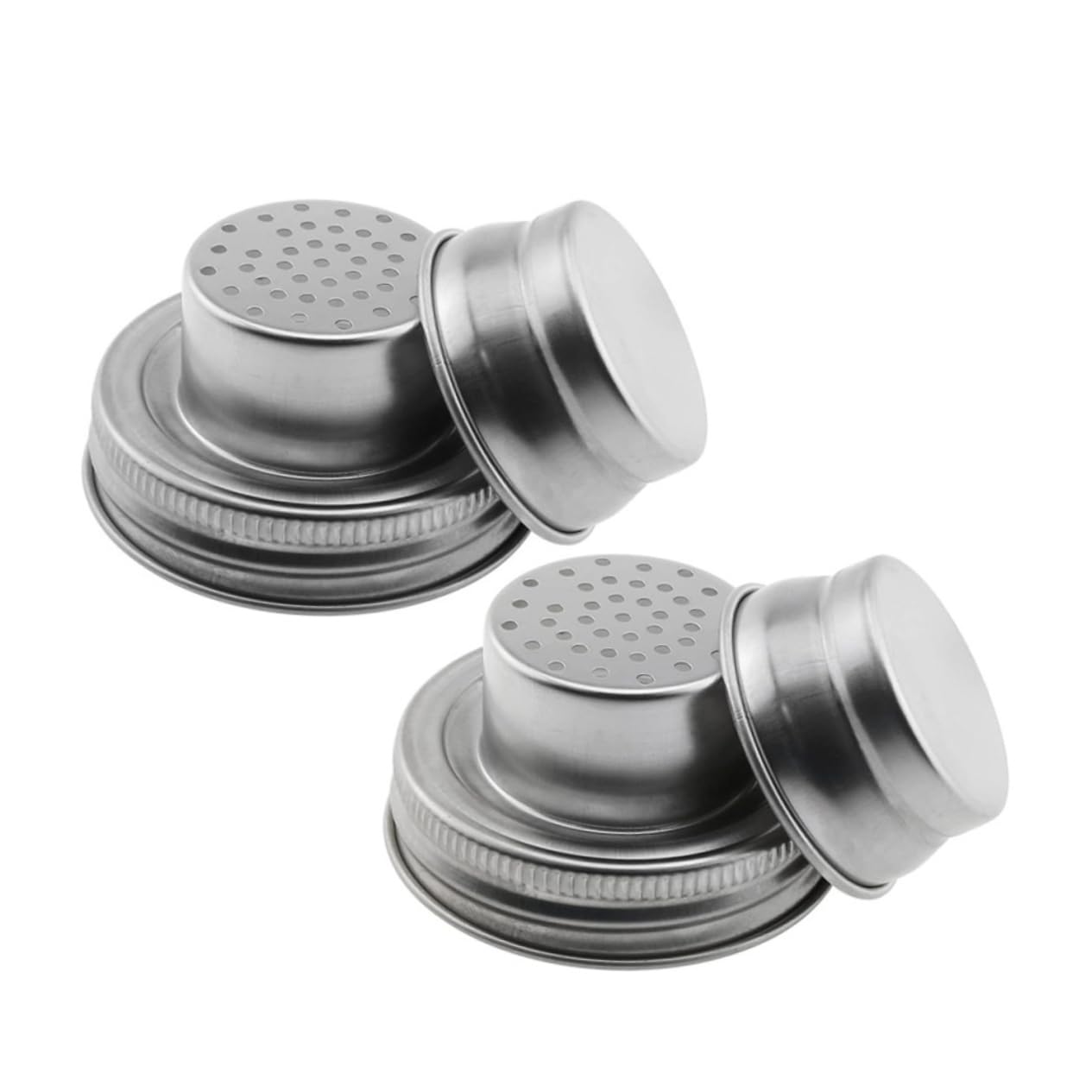 Veemoon 304 Stainless Steel Mason Jar Dusting Lids Spice Dispenser Lids Silicone Gasket for Canning Jars